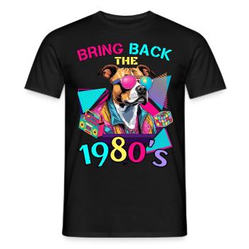 80s Outfit Costume Staffordshire Terrier - Men's T-Shirt - black - Front - AI Model Male 178 light (178cm)