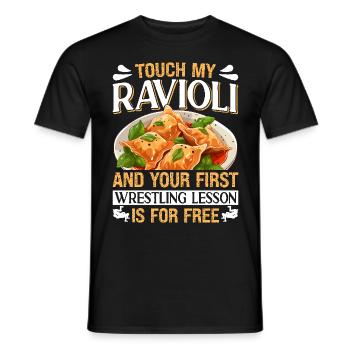 Hands off my ravioli motif - Men's T-Shirt - black - Front - AI Model Male 178 light (178cm)