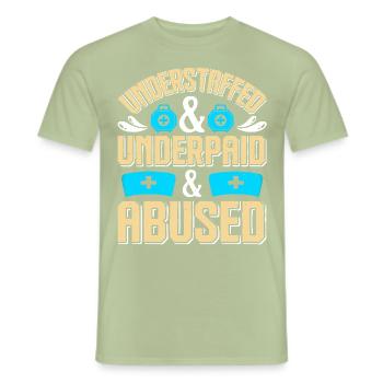 Contrôle des infections chez les soignants - T-shirt homme - vert sauge - Devant - AI Model Male 178 light (178cm)