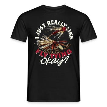 Fliegenfischen I Just Really Like Fly Tying Okay? - Männer T-Shirt - Schwarz - Vorne - AI Model Male 178 light (178cm)