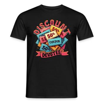 Couponing Coupon Coupons Discount Devotee - T-shirt homme - noir - Devant - AI Model Male 178 light (178cm)