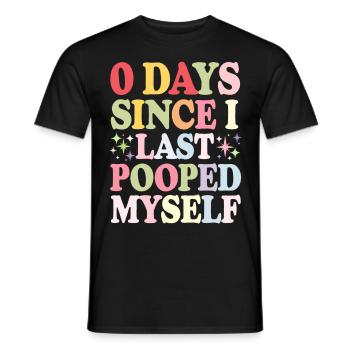 0 jours depuis que je me suis fait caca pour la dernière fois Meme - T-shirt homme - noir - Devant - AI Model Male 178 light (178cm)