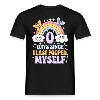 0 jours depuis que je me suis fait caca pour la dernière fois Meme - T-shirt homme - noir - Devant - AI Model Male 178 light (178cm)