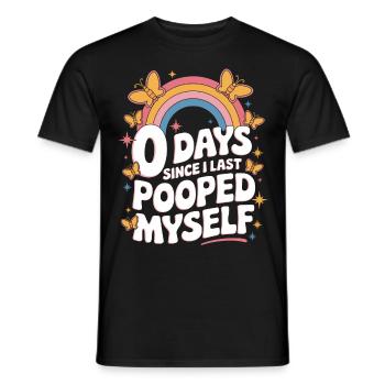 0 jours depuis que je me suis fait caca pour la dernière fois Meme - T-shirt homme - noir - Devant - AI Model Male 178 light (178cm)