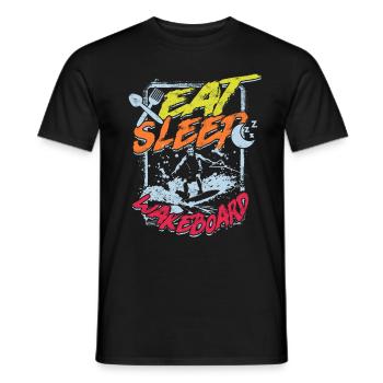 Wakeboarding Eat Sleep Wakeboard Wakeboarder - T-shirt homme - noir - Devant - AI Model Male 178 light (178cm)