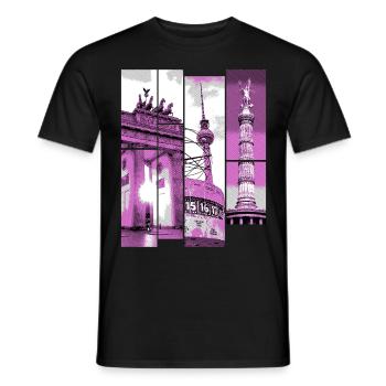 Berlin Skyline City Allemagne Collage Vintage - T-shirt homme - noir - Devant - AI Model Male 178 light (178cm)