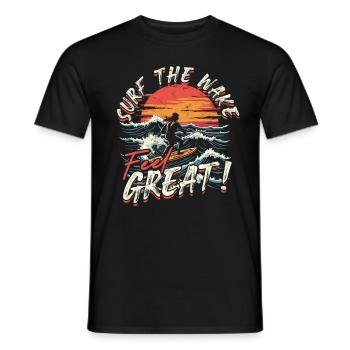 Wakeboarding Wakeboard Wakeboarder - Men's T-Shirt - black - Front - AI Model Male 178 light (178cm)