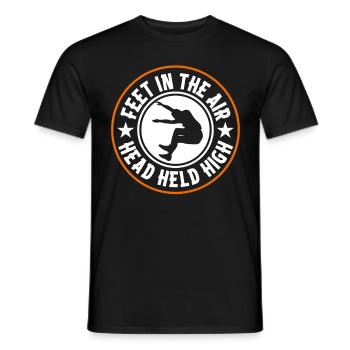 Long Jump Feet In The Air Head Held High - Men's T-Shirt - black - Front - AI Model Male 178 light (178cm)