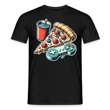 Pizza Gaming Gamer - Männer T-Shirt - Schwarz - Vorne - AI Model Male 178 light (178cm)