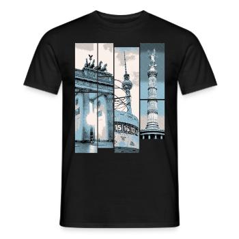 Berlin Skyline City Germany Collage Vintage - Men's T-Shirt - black - Front - AI Model Male 178 light (178cm)