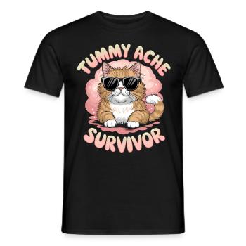 Tummy Ache Survivor Abdominal Pain Cat - Men's T-Shirt - black - Front - AI Model Male 178 light (178cm)