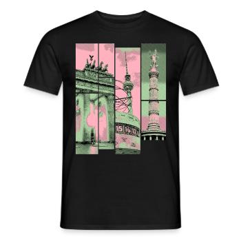 Berlin Skyline City Germany Collage Vintage - Men's T-Shirt - black - Front - AI Model Male 178 light (178cm)