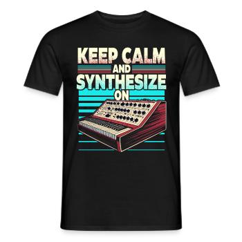 Synthesizer Synth Keep Calm And Synthesize On - Men's T-Shirt - black - Front - AI Model Male 178 light (178cm)
