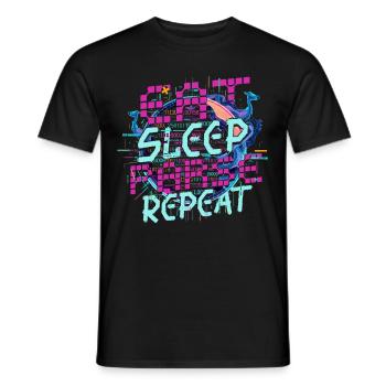 Linguiste computationnel Manger Dormir Analyser Répéter - T-shirt homme - noir - Devant - AI Model Male 178 light (178cm)