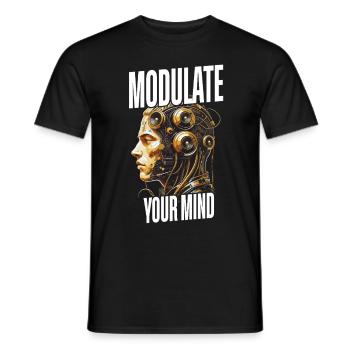 Synthesizer Synth Kick Drum DAW Modulate Your Mind - Men's T-Shirt - black - Front - AI Model Male 178 light (178cm)