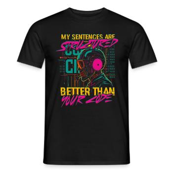 Les phrases du linguiste computationnel valent mieux que le code - T-shirt homme - noir - Devant - AI Model Male 178 light (178cm)