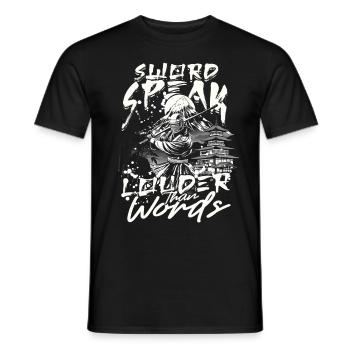Kendo Swords Speak Louder Than Words - Männer T-Shirt - Schwarz - Vorne - AI Model Male 178 light (178cm)