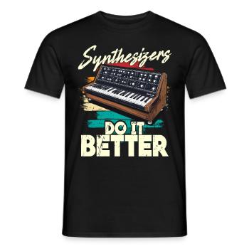 Synthesizer Synthesizers Do It Better - Men's T-Shirt - black - Front - AI Model Male 178 light (178cm)