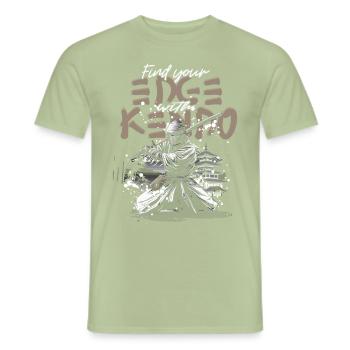 Kendo Arts Martiaux Japonais - T-shirt homme - vert sauge - Devant - AI Model Male 178 light (178cm)