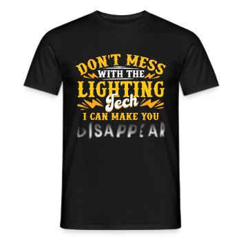 Technicien d’éclairage Technicien d’éclairage - T-shirt homme - noir - Devant - AI Model Male 178 light (178cm)