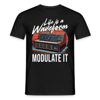 Synthesizer Life Is A Waveform Modulate It - Men's T-Shirt - black - Front - AI Model Male 178 light (178cm)
