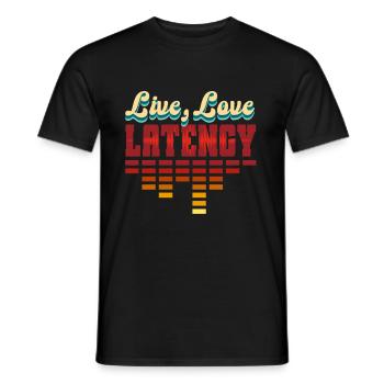 Audiovisual Technician AV Tech Live Love Latency - Men's T-Shirt - black - Front - AI Model Male 178 light (178cm)