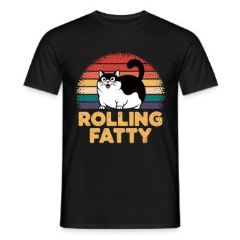 Rolling Fatty Katze Tier Lustige Katze - Männer T-Shirt - Schwarz - Vorne - AI Model Male 178 light (178cm)