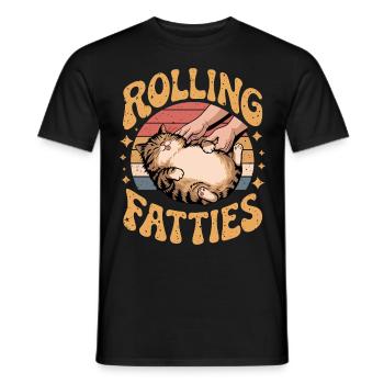Rolling Fatty Katze Tier Lustige Katze - Männer T-Shirt - Schwarz - Vorne - AI Model Male 178 light (178cm)