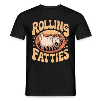 Rolling Fatty Katze Tier Lustige Katze - Männer T-Shirt - Schwarz - Vorne - AI Model Male 178 light (178cm)