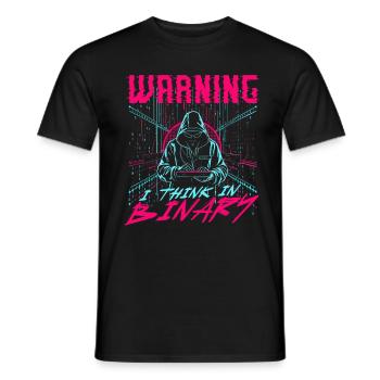 Computer Scientist Warning I Think In Binary - Men's T-Shirt - black - Front - AI Model Male 178 light (178cm)