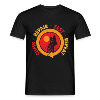 Industrial Climber Climb Repeair Test Repeat - Men's T-Shirt - black - Front - AI Model Male 178 light (178cm)