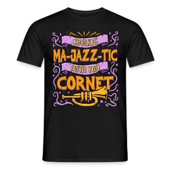 Kornett Feeling Ma-jazz-tic With my Cornet - Männer T-Shirt - Schwarz - Vorne - AI Model Male 178 light (178cm)