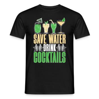 Bartender Barman Save Water Drink Cocktails - Men's T-Shirt - black - Front - AI Model Male 178 light (178cm)