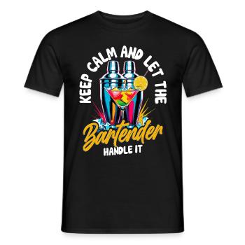 Barkeeper Keep Calm And Let The Bartender Handle - Men's T-Shirt - black - Front - AI Model Male 178 light (178cm)