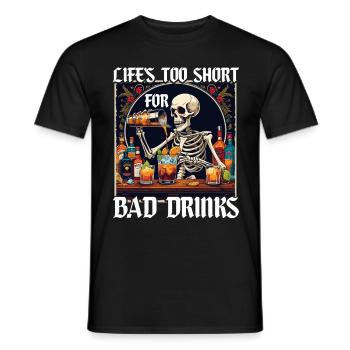 Bartender Barman Life's Too Short For bad Drinks - Men's T-Shirt - black - Front - AI Model Male 178 light (178cm)