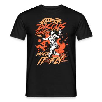Diskuswurf Life Is A Discus Throw Make It Fly - Men's T-Shirt - black - Front - AI Model Male 178 light (178cm)
