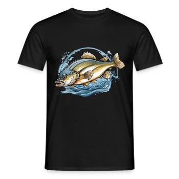 Ästhetischer Fischer Fisch Illustration Angel - Männer T-Shirt - Schwarz - Vorne - AI Model Male 178 light (178cm)