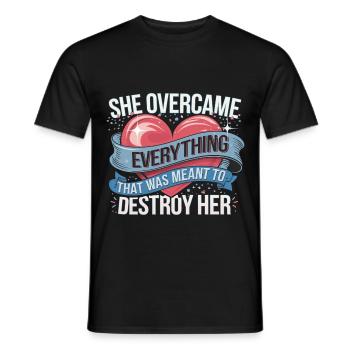 She Overcame What Was Meant To Destroy 9 - Männer T-Shirt - Schwarz - Vorne - AI Model Male 178 light (178cm)
