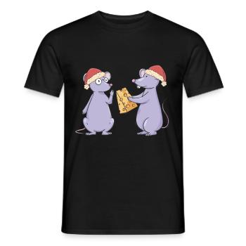 Santa Claus St. Nicholas Mice Mouse Santa Cheese - Men's T-Shirt - black - Front - AI Model Male 178 light (178cm)