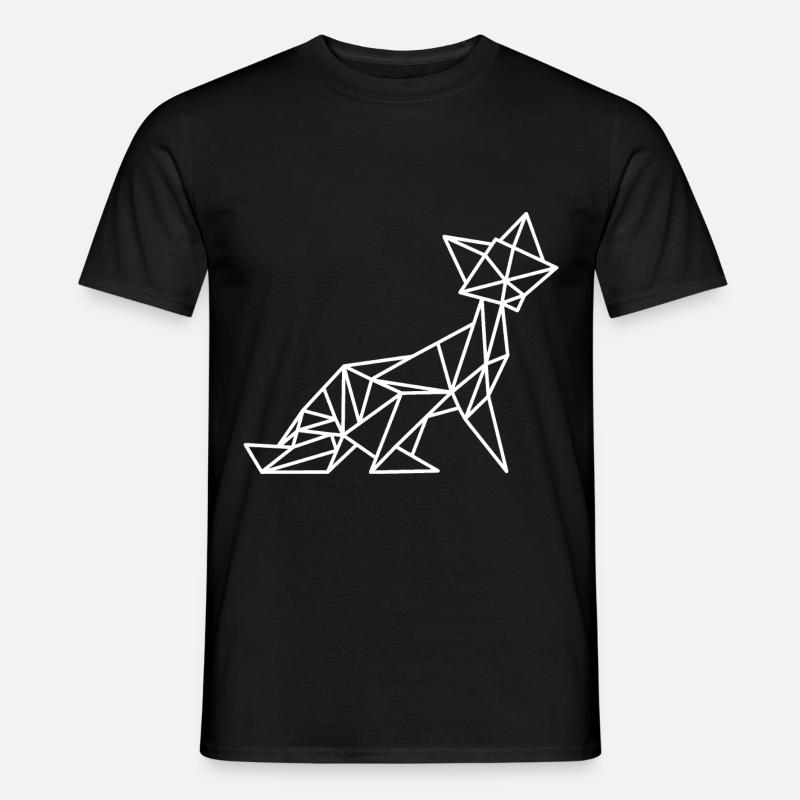 Fuchs Geometrisch Linie - Männer T-Shirt - Schwarz
