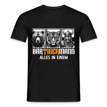 Bärtigermann Bär Tiger Mann Geschenk Bart - Männer T-Shirt - Schwarz - Vorne - AI Model Male 178 light (178cm)