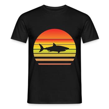 Shark at sunset - Men's T-Shirt - black - Front - AI Model Male 178 light (178cm)