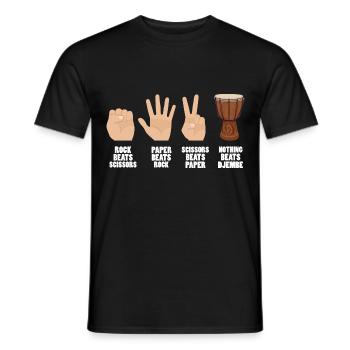 rock paper scissors djembe - Männer T-Shirt - Schwarz - Vorne - AI Model Male 178 light (178cm)