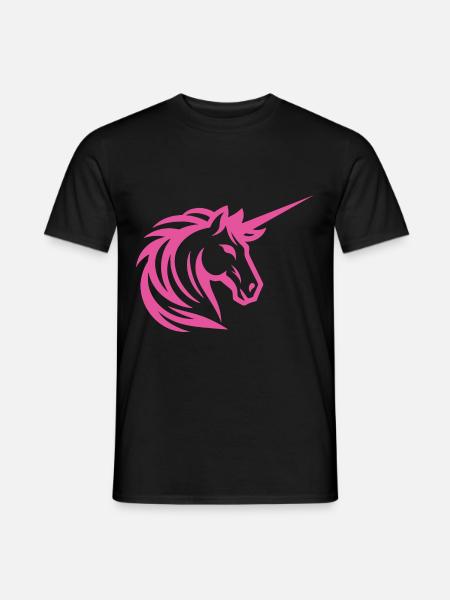 Rosa Einhorn " Pink Unicorn Design" - Männer T-Shirt - Schwarz