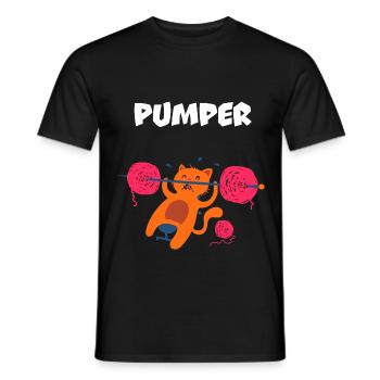 Pumper Katze - Männer T-Shirt - Schwarz - Vorne - AI Model Male 178 light (178cm)