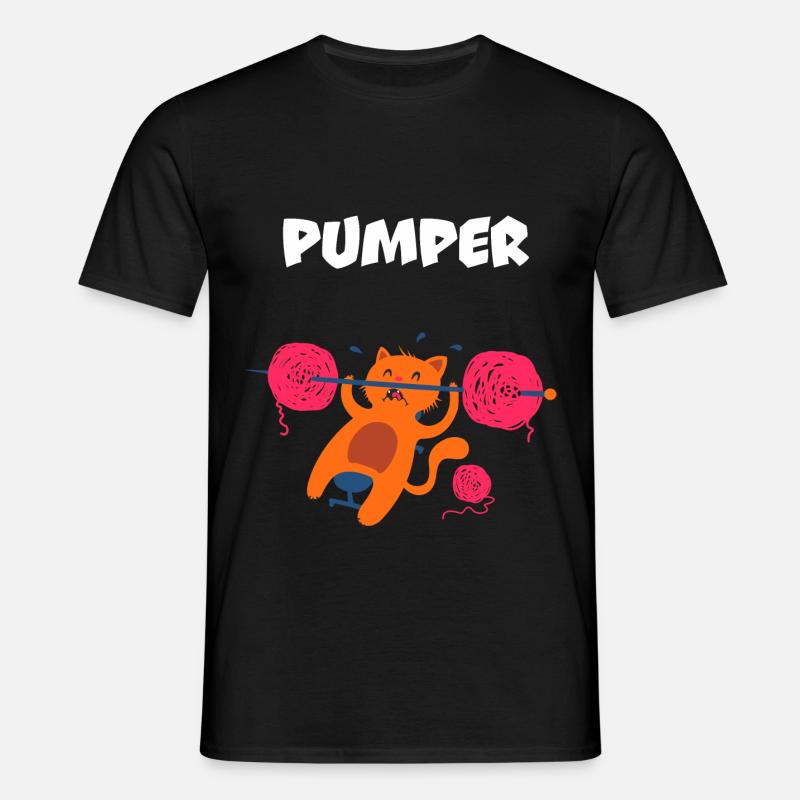 Pumper Katze - Männer T-Shirt - Schwarz