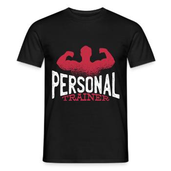 personal trainer fitness trainer strength training gym - Men's T-Shirt - black - Front - AI Model Male 178 light (178cm)