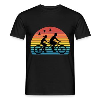 Retro Tandem Bicycle Twin Two-Seater - Men's T-Shirt - black - Front - AI Model Male 178 light (178cm)