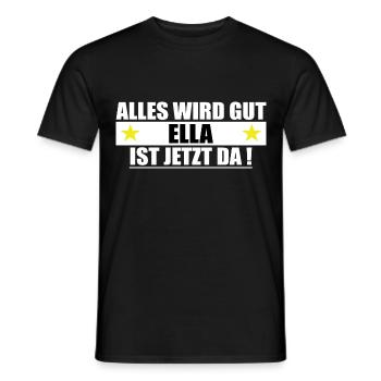 Ella nom Prénom Anniversaire - T-shirt homme - noir - Devant - AI Model Male 178 light (178cm)