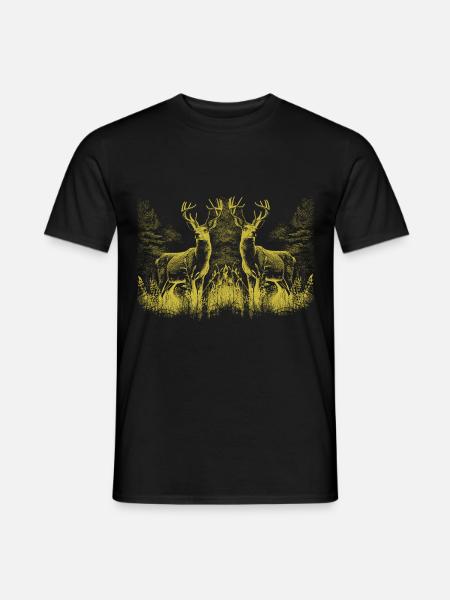 Hirsch Hirsche Wild Rotwild Rehbock - Männer T-Shirt - Schwarz